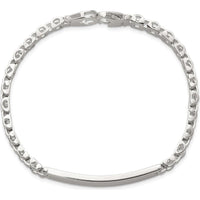 Sterling Silver Polished 6.6mm Fancy Link 8" Men's ID Bracelet with Engravable Bar by Lumare Gioia