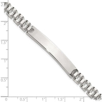 Sterling Silver Polished 6.6mm Fancy Link 8" Men's ID Bracelet with Engravable Bar by Lumare Gioia