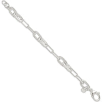 Sterling Silver Polished and Textured Paperclip Link Bracelet - 7.5 Inches by Lumare Gioia