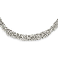 Sterling Silver Polished Byzantine Graduated Link Necklace - 17" Length by Lumare Gioia