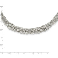 Sterling Silver Polished Byzantine Graduated Link Necklace - 17" Length by Lumare Gioia