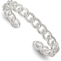 Sterling Silver Polished Curb Link Cuff Bangle - 8.4mm Width by Lumare Gioia