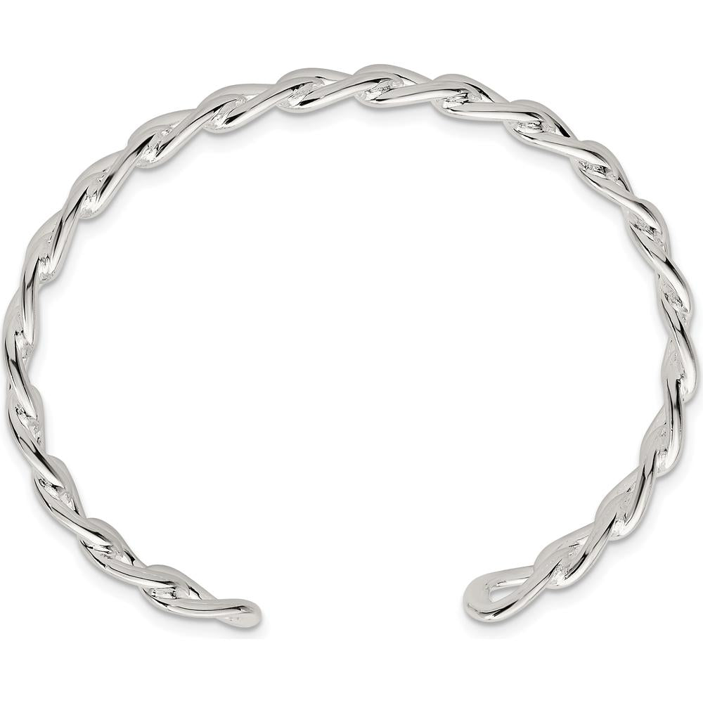 Sterling Silver Polished Curb Link Cuff Bangle - 8.4mm Width by Lumare Gioia