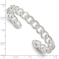 Sterling Silver Polished Curb Link Cuff Bangle - 8.4mm Width by Lumare Gioia