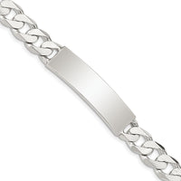 Sterling Silver Polished Curb Link ID Bracelet - 8 Inches, Engravable ID Plate by Lumare Gioia