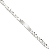 Sterling Silver Polished Curb Link ID Bracelet - 8 Inches, Engravable ID Plate by Lumare Gioia