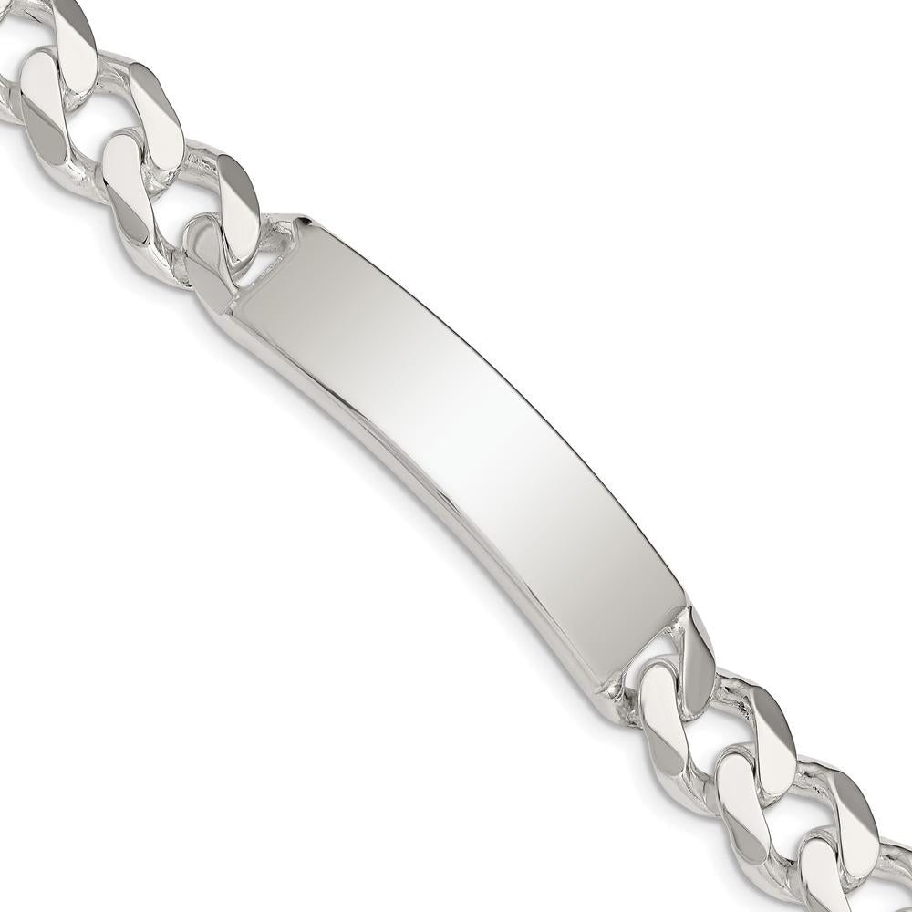 Sterling Silver Polished Curb Link ID Bracelet with Engravable ID Plate - 8 Inches by Lumare Gioia