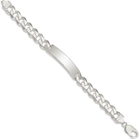 Sterling Silver Polished Curb Link ID Bracelet with Engravable ID Plate - 8 Inches by Lumare Gioia