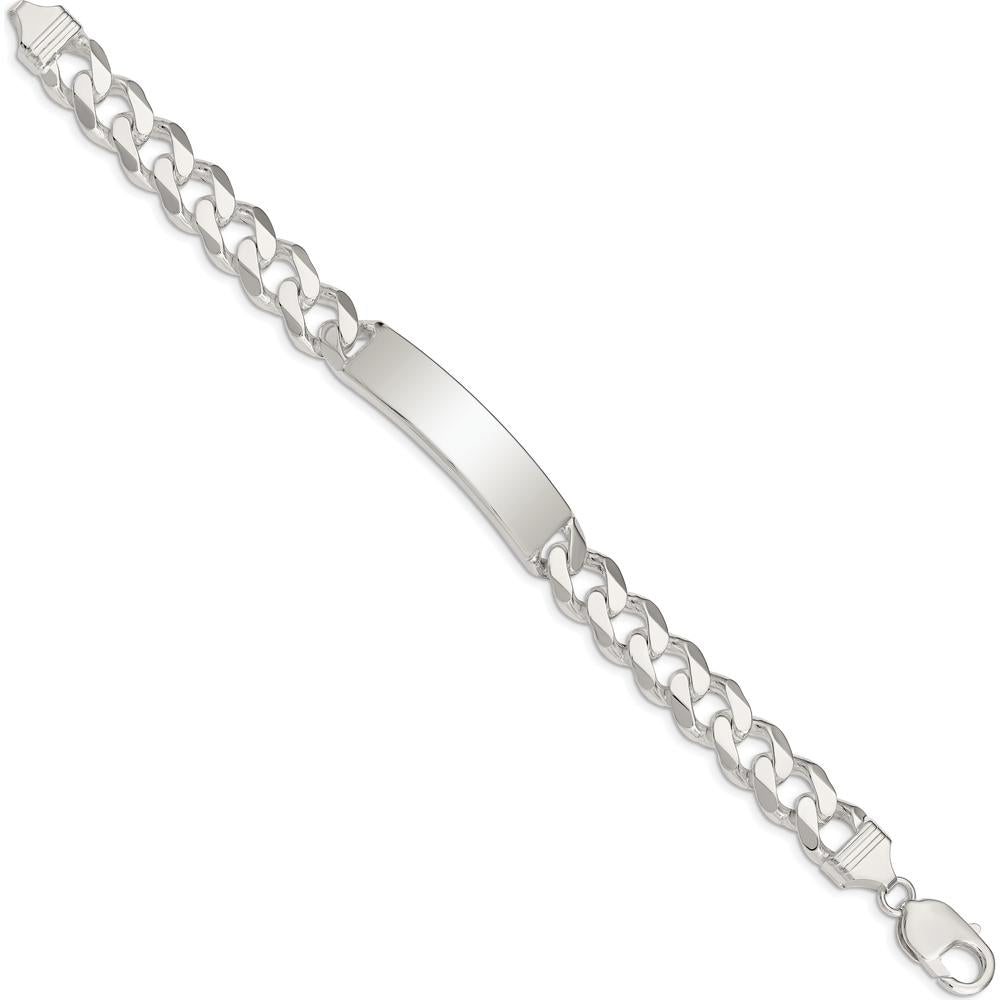Sterling Silver Polished Curb Link ID Bracelet with Engravable ID Plate - 8 Inches by Lumare Gioia