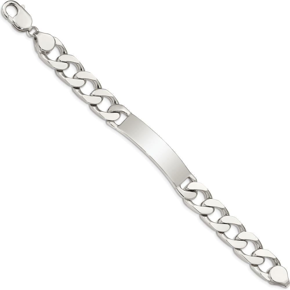 Sterling Silver Polished Engravable Curb Link ID Bracelet - 7.5 inches by Lumare Gioia