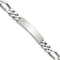 Sterling Silver Polished Engravable Figaro Link ID Bracelet - 8.5 Inches Length, 8mm Width by Lumare Gioia