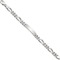 Sterling Silver Polished Engravable Figaro Link ID Bracelet - 8.5 Inches Length, 8mm Width by Lumare Gioia