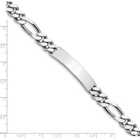 Sterling Silver Polished Engravable Figaro Link ID Bracelet - 8.5 Inches Length, 8mm Width by Lumare Gioia