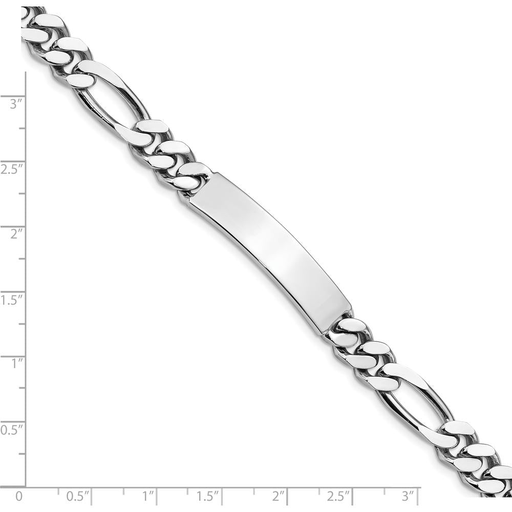 Sterling Silver Polished Engravable Figaro Link ID Bracelet - 8.5 Inches Length, 8mm Width by Lumare Gioia