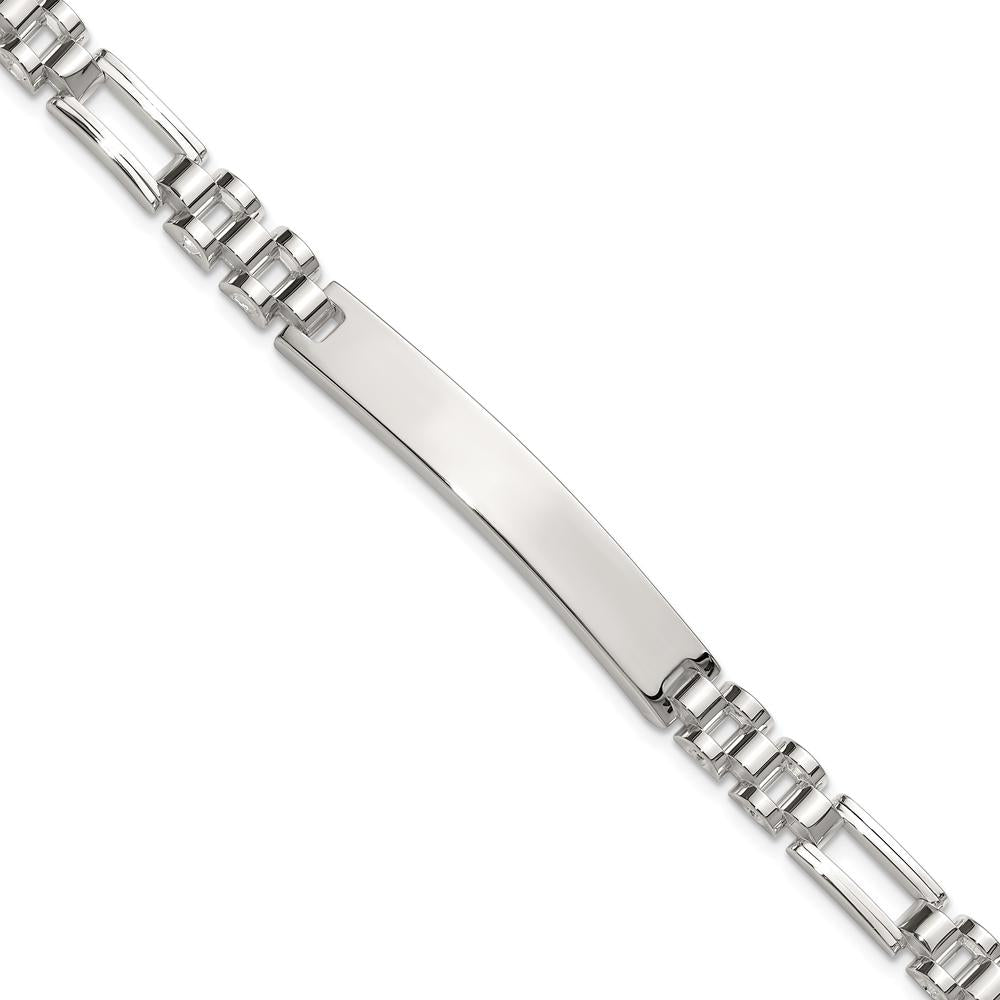 Sterling Silver Polished Fancy Link 7.75" ID Bracelet - Engravable with Lobster Clasp by Lumare Gioia