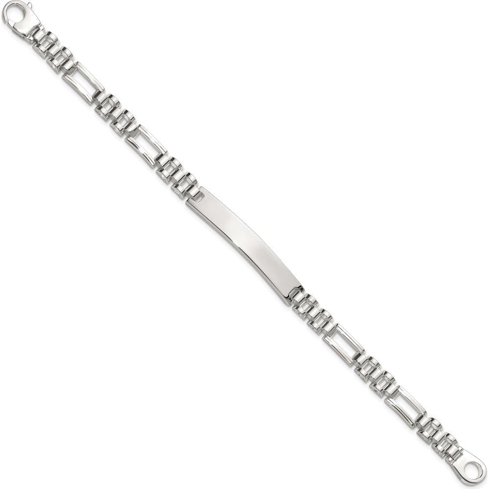 Sterling Silver Polished Fancy Link 7.75" ID Bracelet - Engravable with Lobster Clasp by Lumare Gioia