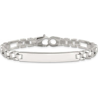 Sterling Silver Polished Fancy Link 7.75" ID Bracelet - Engravable with Lobster Clasp by Lumare Gioia