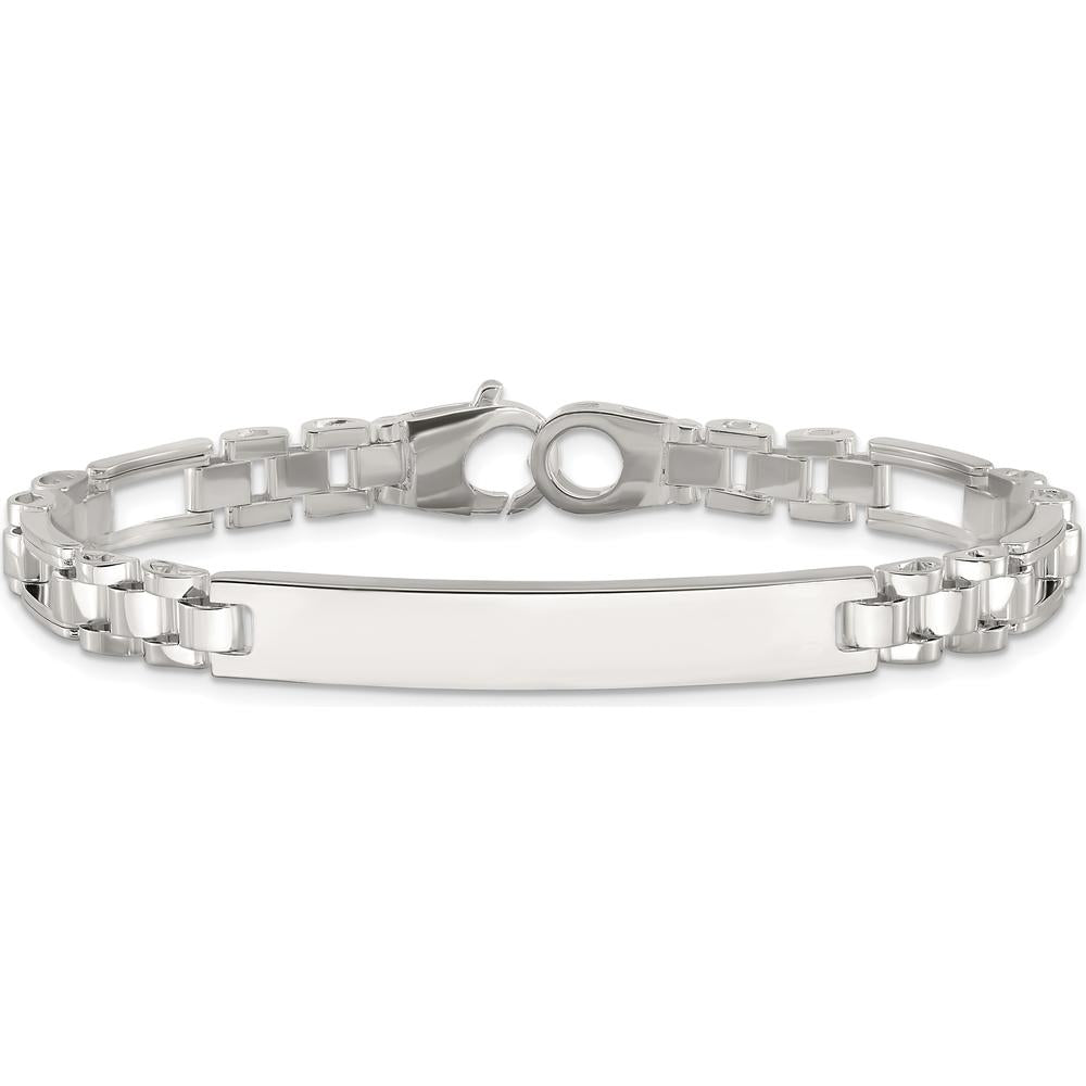Sterling Silver Polished Fancy Link 7.75" ID Bracelet - Engravable with Lobster Clasp by Lumare Gioia