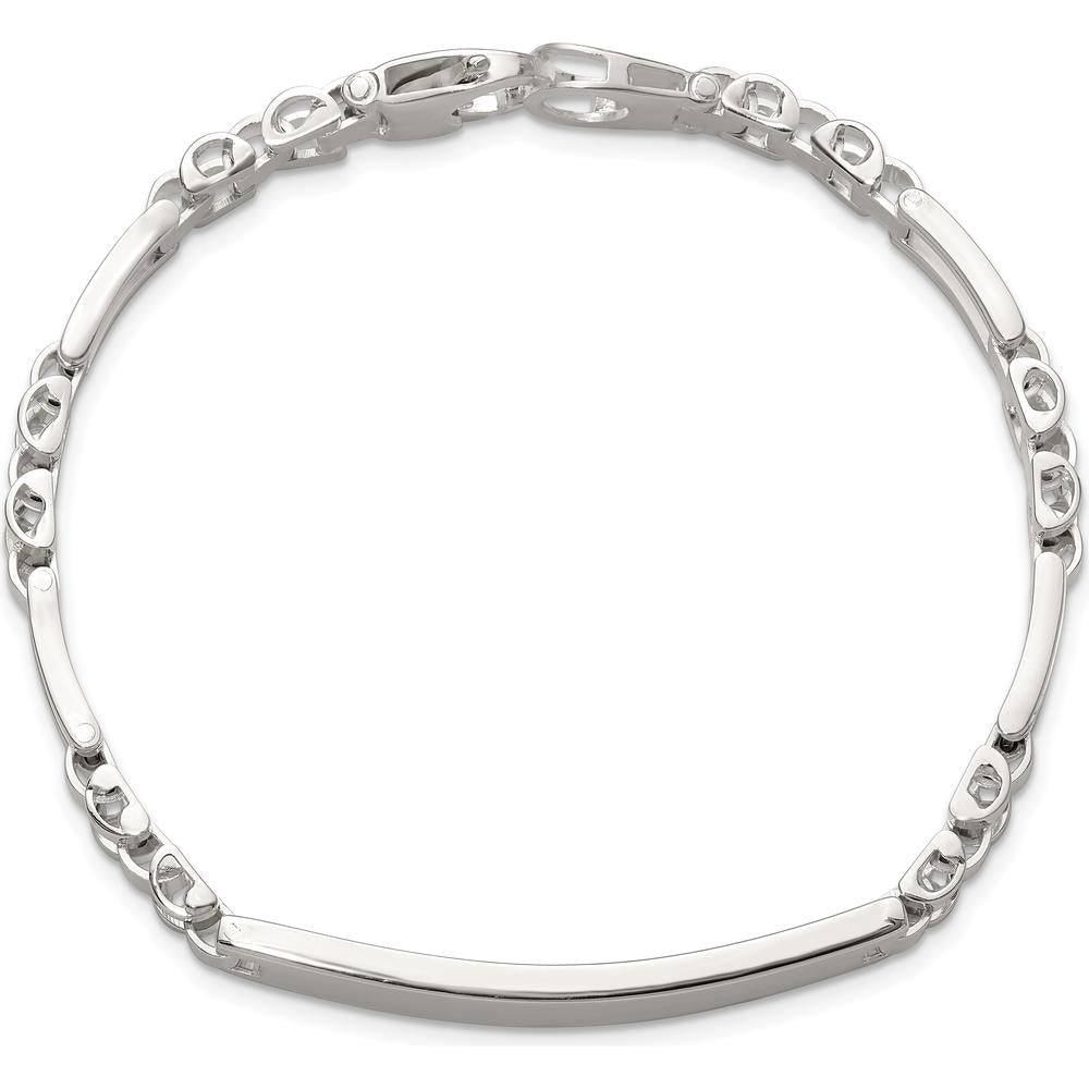 Sterling Silver Polished Fancy Link 7.75" ID Bracelet - Engravable with Lobster Clasp by Lumare Gioia
