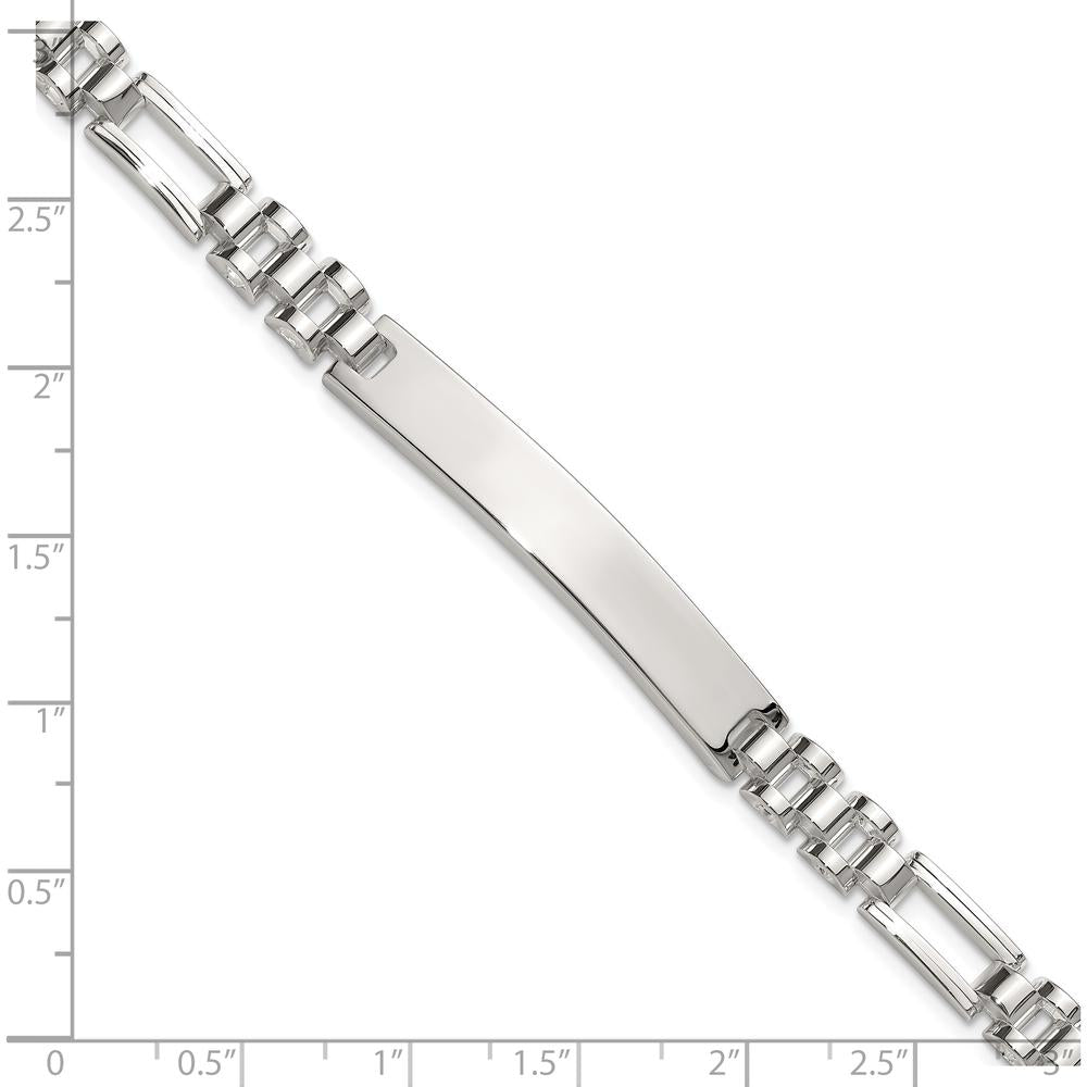 Sterling Silver Polished Fancy Link 7.75" ID Bracelet - Engravable with Lobster Clasp by Lumare Gioia