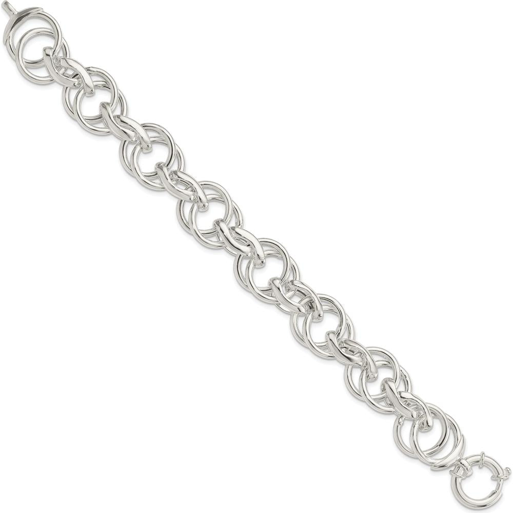 Sterling Silver Polished Fancy Link 8.5" Bracelet - Handmade with Spring Ring Clasp by Lumare Gioia