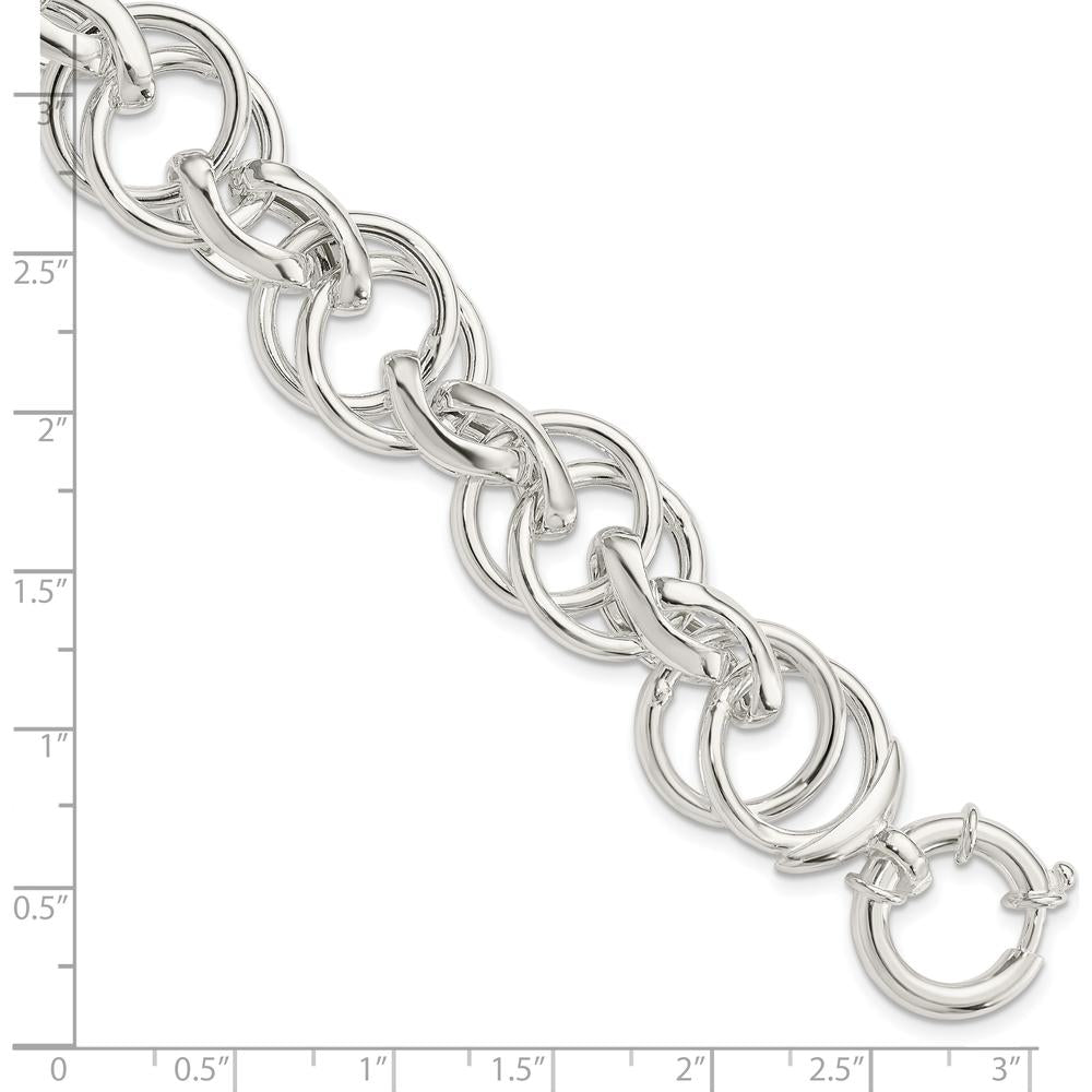 Sterling Silver Polished Fancy Link 8.5" Bracelet - Handmade with Spring Ring Clasp by Lumare Gioia