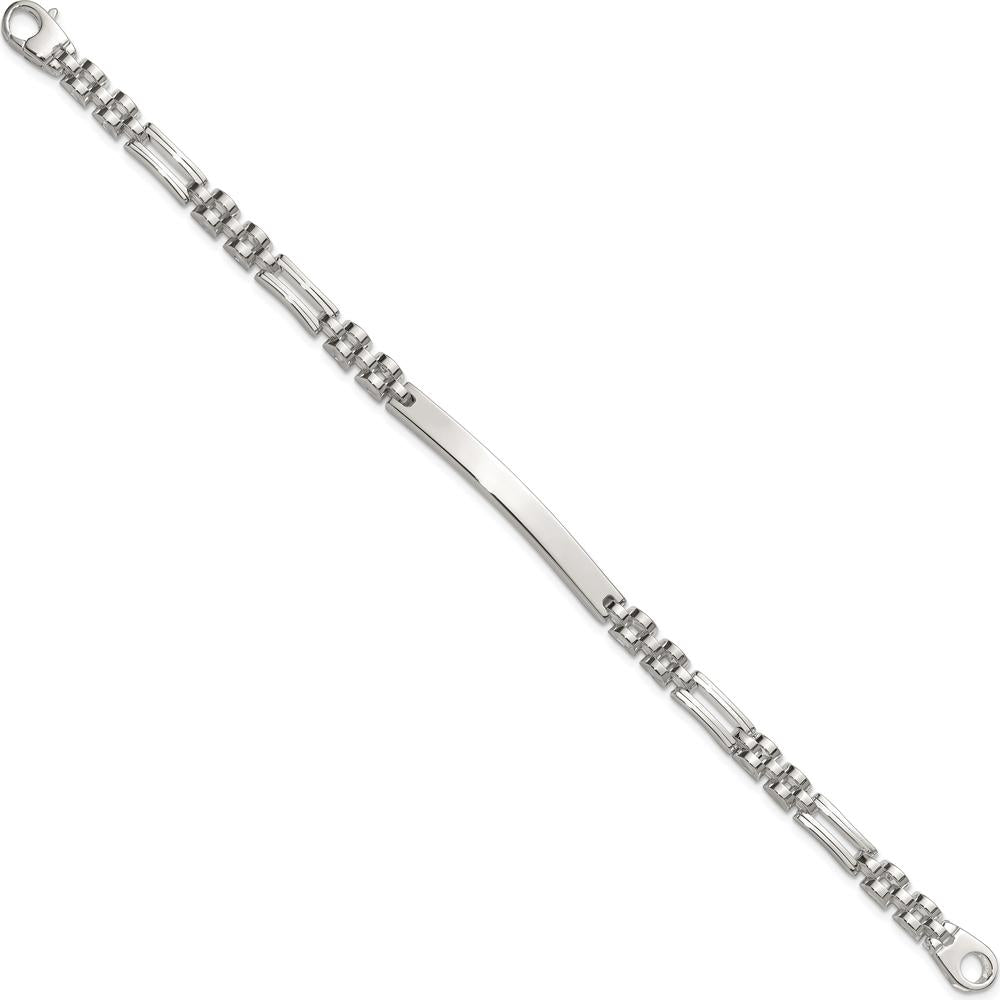 Sterling Silver Polished Fancy Link ID Bracelet - 7.5" Length by Lumare Gioia