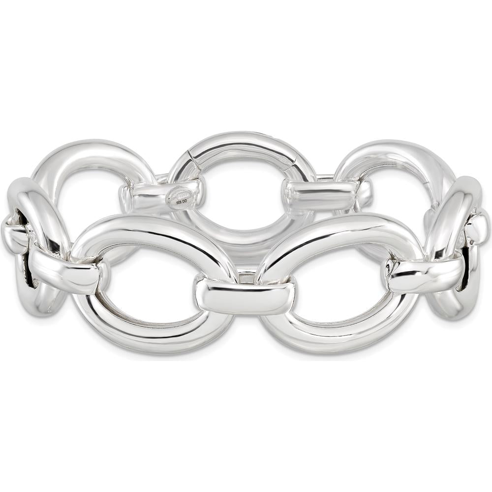 Sterling Silver Polished Large Link Bracelet - 8.75 inches, 21.8mm Links by Lumare Gioia