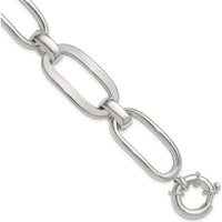 Sterling Silver Polished Long Oval and Round Link 7.5" Bracelet by Lumare Gioia