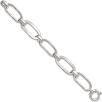 Sterling Silver Polished Long Oval and Round Link 7.5" Bracelet by Lumare Gioia
