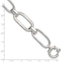 Sterling Silver Polished Long Oval and Round Link 7.5" Bracelet by Lumare Gioia