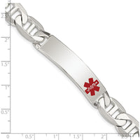 Sterling Silver Polished Medical Anchor Link ID Bracelet with Red Enamel Medical Symbol by Lumare Gioia