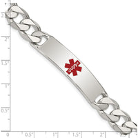 Sterling Silver Polished Medical Curb Link ID Bracelet with Red Enamel Medical Emblem - 8.5" Length by Lumare Gioia
