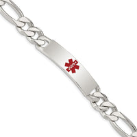 Sterling Silver Polished Medical Figaro Anchor Link ID Bracelet with Red Enamel Medical Emblem - 8.5" by Lumare Gioia
