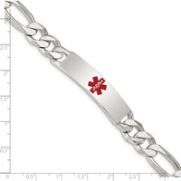 Sterling Silver Polished Medical Figaro Anchor Link ID Bracelet with Red Enamel Medical Emblem - 8.5" by Lumare Gioia