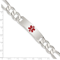 Sterling Silver Polished Medical Figaro Anchor Link ID Bracelet with Red Enamel Medical Symbol by Lumare Gioia