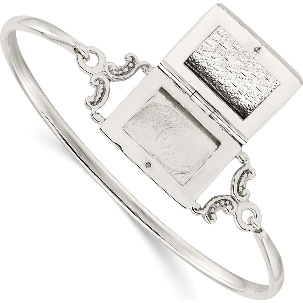 Sterling Silver Polished Rectangular Locket Bangle - 41.85mm Length by Lumare Gioia