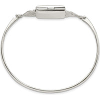 Sterling Silver Polished Rectangular Locket Bangle with Hook Clasp by Lumare Gioia