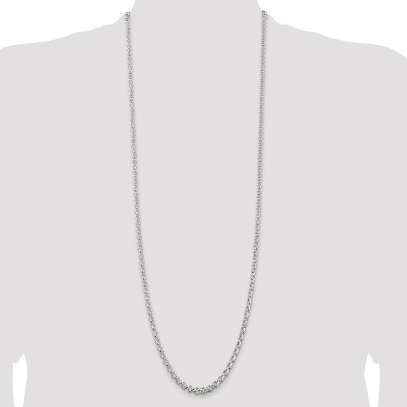 Sterling Silver Polished Rolo Chain Necklace - 36 inches by Lumare Gioia