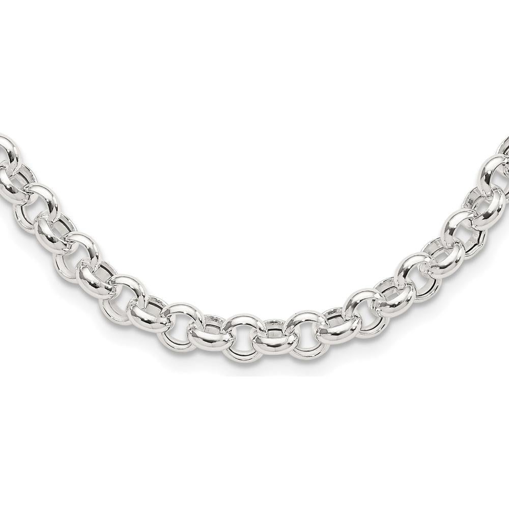 Sterling Silver Polished Rolo Fancy Necklace - 17.5" Chain with 6.75mm Links by Lumare Gioia