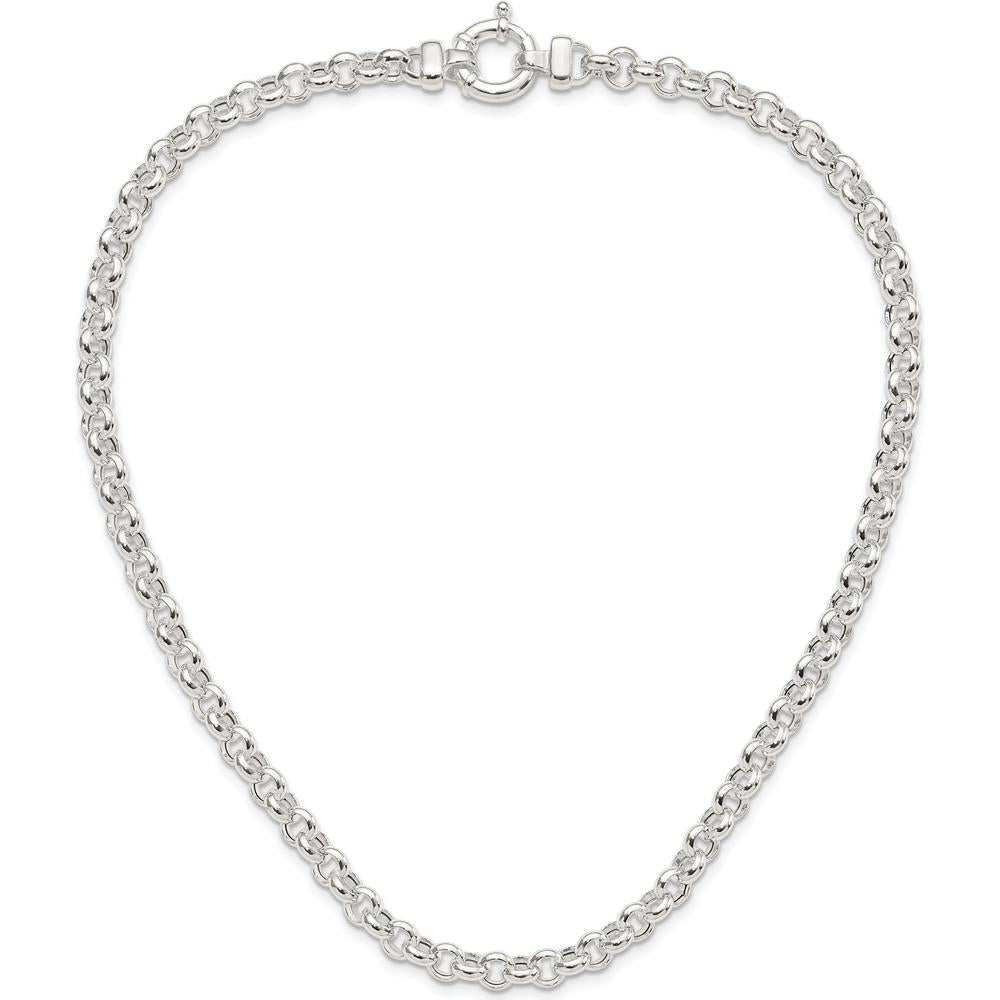 Sterling Silver Polished Rolo Fancy Necklace - 17.5" Chain with 6.75mm Links by Lumare Gioia