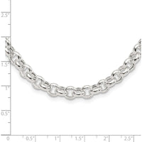 Sterling Silver Polished Rolo Fancy Necklace - 17.5" Chain with 6.75mm Links by Lumare Gioia