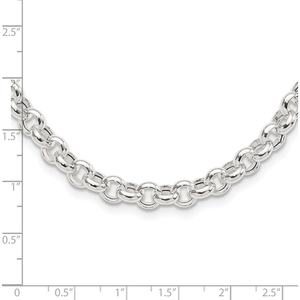 Sterling Silver Polished Rolo Fancy Necklace - 17.5" Chain with 6.75mm Links by Lumare Gioia