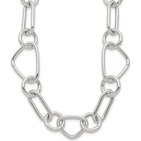 Sterling Silver Polished Triangle, Round, and Oval Link 17.5" Necklace by Lumare Gioia
