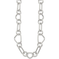 Sterling Silver Polished Triangle, Round, and Oval Link 17.5" Necklace by Lumare Gioia