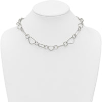 Sterling Silver Polished Triangle, Round, and Oval Link 17.5" Necklace by Lumare Gioia