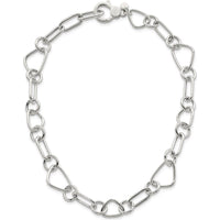 Sterling Silver Polished Triangle, Round, and Oval Link 17.5" Necklace by Lumare Gioia