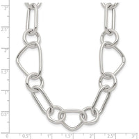 Sterling Silver Polished Triangle, Round, and Oval Link 17.5" Necklace by Lumare Gioia
