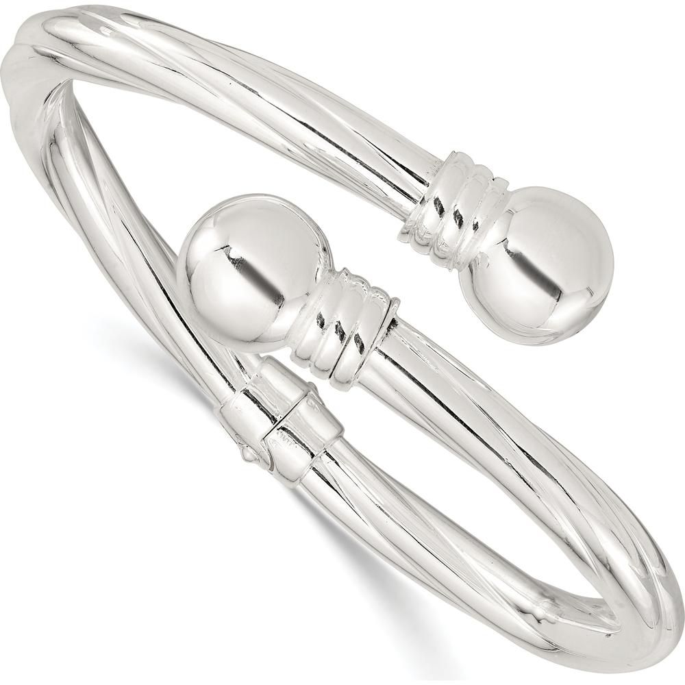 Sterling Silver Polished Twist Hinged Bangle Bracelet - 6.2mm Wide by Lumare Gioia