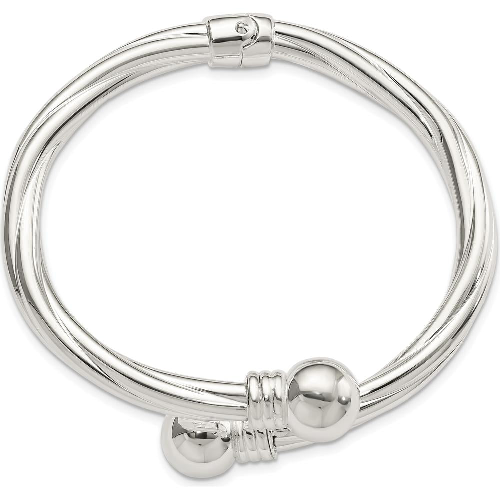 Sterling Silver Polished Twist Hinged Bangle Bracelet - 6.2mm Wide by Lumare Gioia